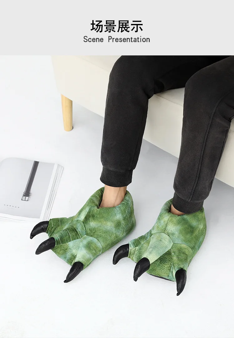 Ultraweiche Löwenpfote Hausschuhe Männer Fuzzy Animal Design Baumwolle Schuhe Männlich Weiblich Paar Hause Bühne Coplay Fleece Hausschuhe – Detail 13
