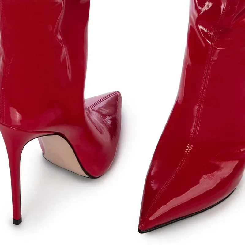 Women High Heel Boots Stiletto Over Knee Synthetic Leather Socks Slim Fit Sexy Fashion