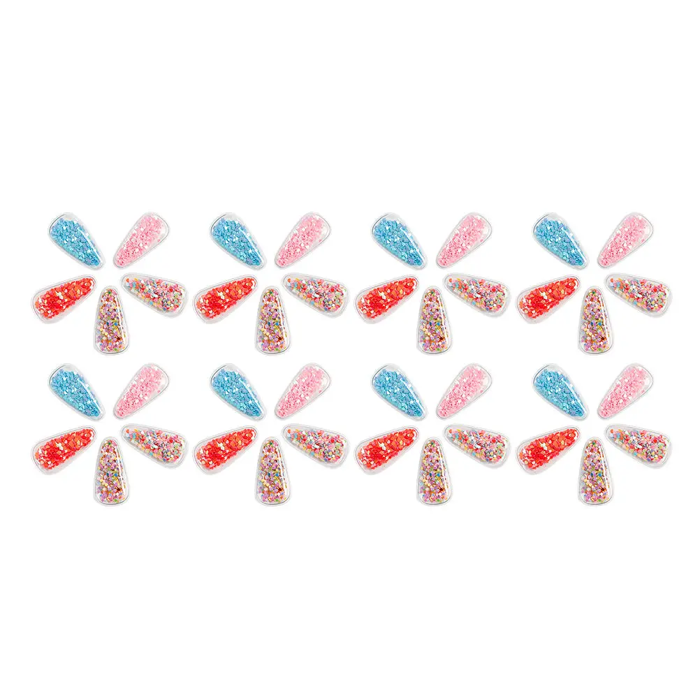 40Pcs 워터 드롭 헤어 클립 PVC Quicksand DIY 머리핀 소재 투명 ..