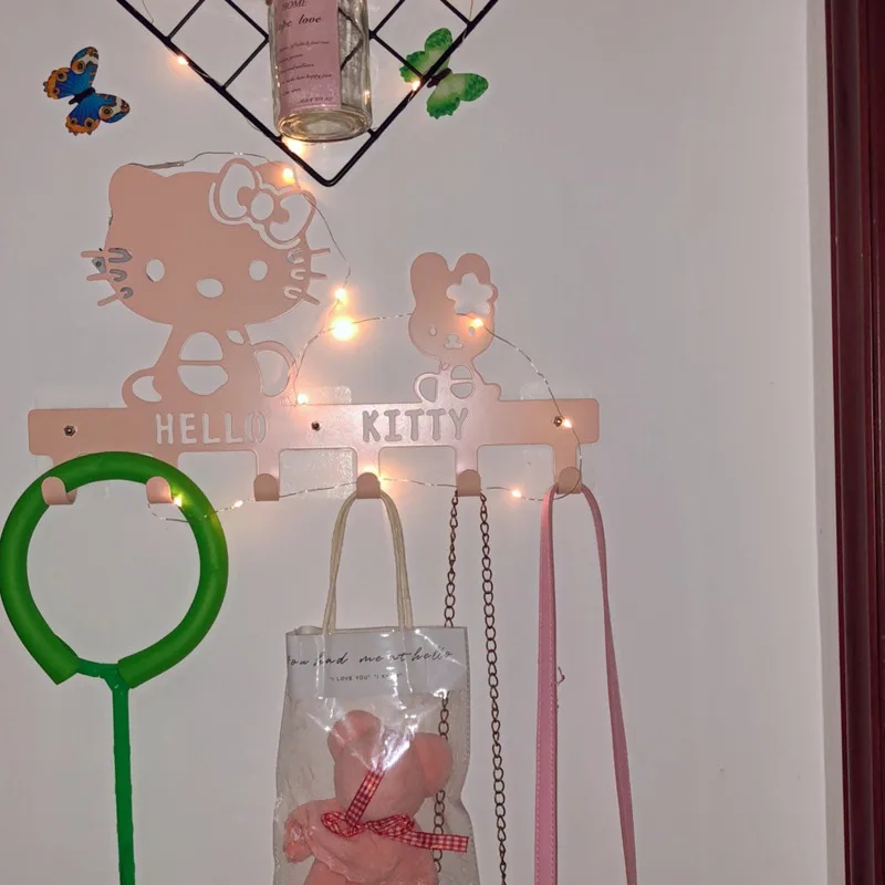 New Sanrio Hello Kitty Storage Ornaments Hooks Cartoon Creative Door Wall Decor Miscellaneous Items Key Bag Storage Hooks Cute storage hooks
