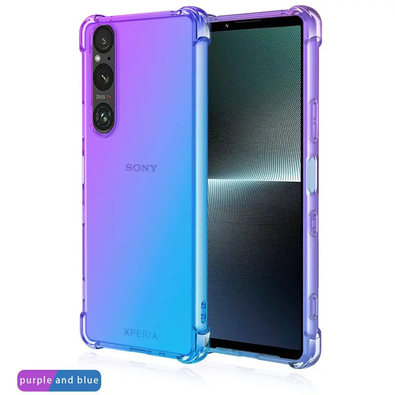 Gradient Silicone TPU Shockproof Protective Case - Transparent Cover