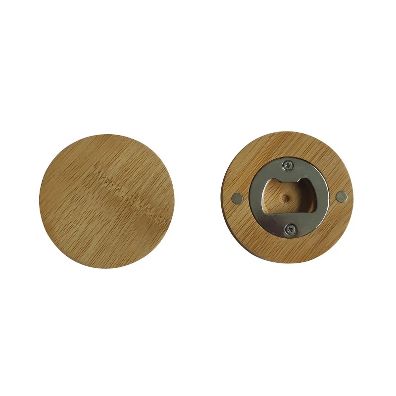 

10Pcs Can customize Engraving logo Openers Blank DIY Bamboo Round Bottle Opener Coaster Fridge refrigerator Magnet Decoration