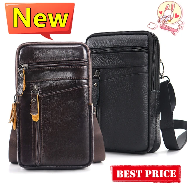 Nouveaux hommes en cuir véritable taille Packs sac téléphone pochette sacs hommes sac à main sac petite poitrine épaule ceinture sac bandoulière en cuir sacs 1