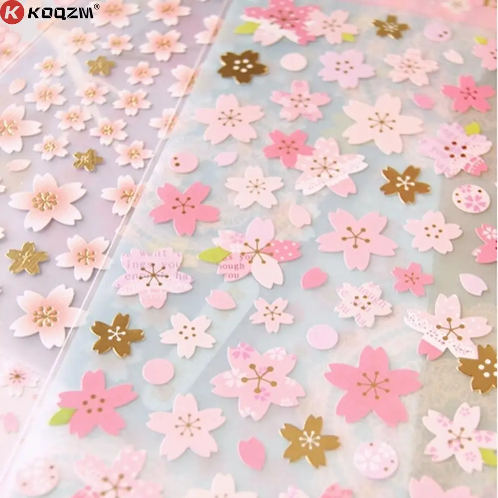 Japan style PVC material masking sticker Memo Pad Stickers 1sheet sakura oriental cherry blossom diary deco scrapbooking |
