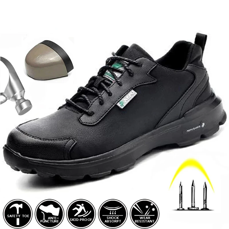 

Lightweight Waterproof Men Safety Shoes Steel Toe Work Shoes For Men Anti-Smashing Construction Sneaker Reflective Casual Shoes