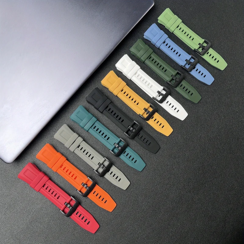 Breathable Multi-Color Silicone Watch Strap, 22mm, Sporty Business Style
