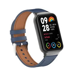 Premium Leather Strap for Smartwatch - Elegant Metal Replacement Wristband Accessory (Blue)