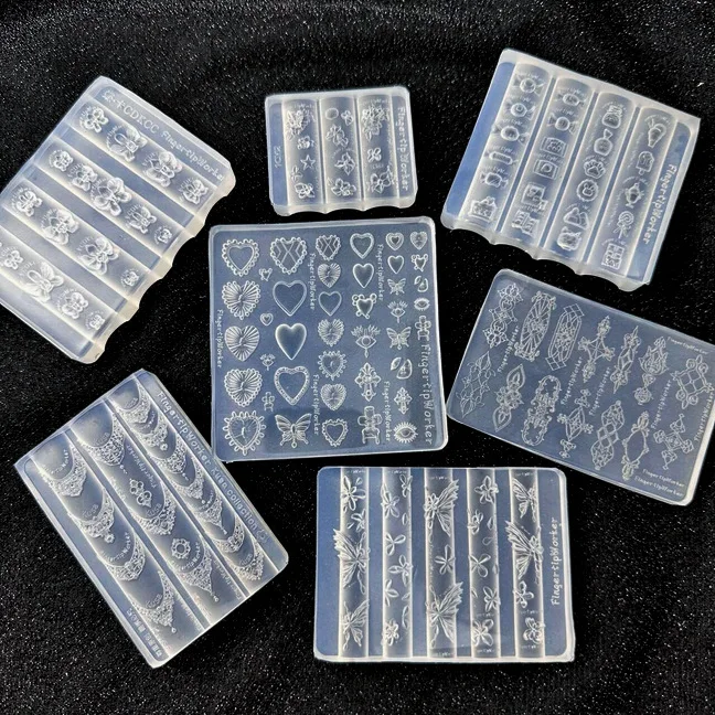 새로운 1개 3D 아크릴 몰드 프렌치 목걸이 보석 사진 프레임 바로크 하트 네일 아트 장식 DIY 실리콘 네일 몰드