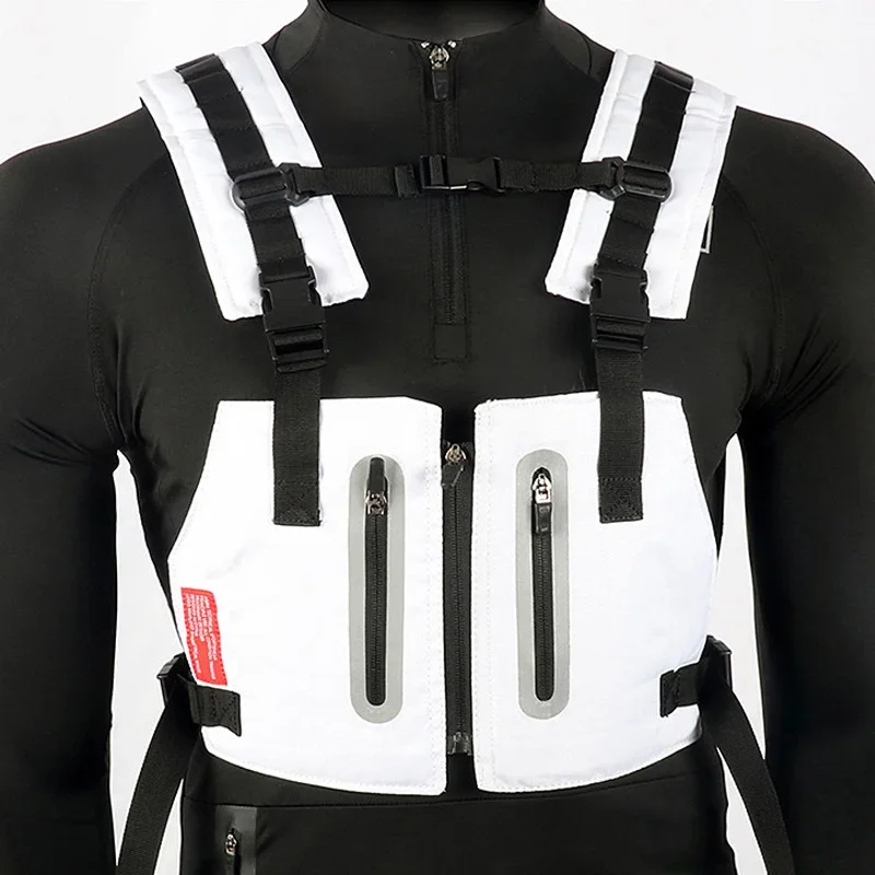 Mens Sports Motorcycle Tactical Vest Chest Bags Outdoors Reflective Waterproof Vest Male Multi-pocket Security Anti-theft