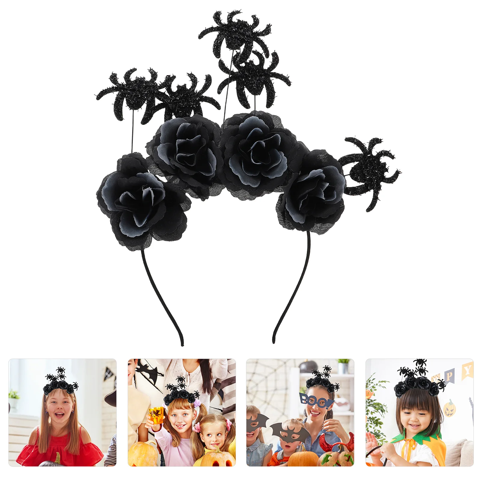 

Headband Hair Day of The Dead Headbands Rose Flower Spider Headband Party Accessory for and