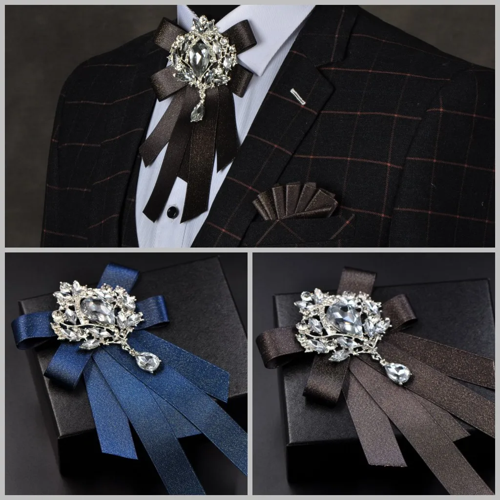 

Men's Luxury Wedding Bow Tie Brooch Concert Accessories Women's Suit Shirt Collar Flower Corsage Sets Handmade Jewelry Gifts