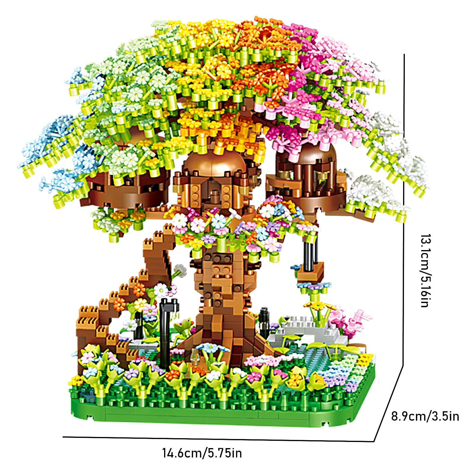 Mini Sakura Tree Building Blocks Set DIY Cherry Blossom Bricks Treehouse Model D