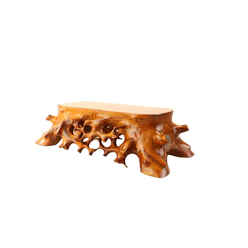 Handmade fish tank base, strange stone base, solid wood root carving artwork, living room decoration