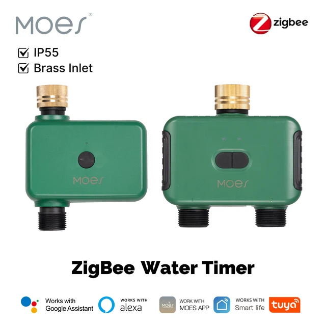 MOES Tuya ZigBee 1-2Way Water Timer Garden Sprinkler Filter Brass Inlet Programmable Automatic Irrigation Via Alexa Google Home 1