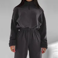 FJM-Sweat à capuche et pantalon de sport pour femme, sweat-shirt décontracté, pull imbibé de sport, ensemble de 2 pièces 5