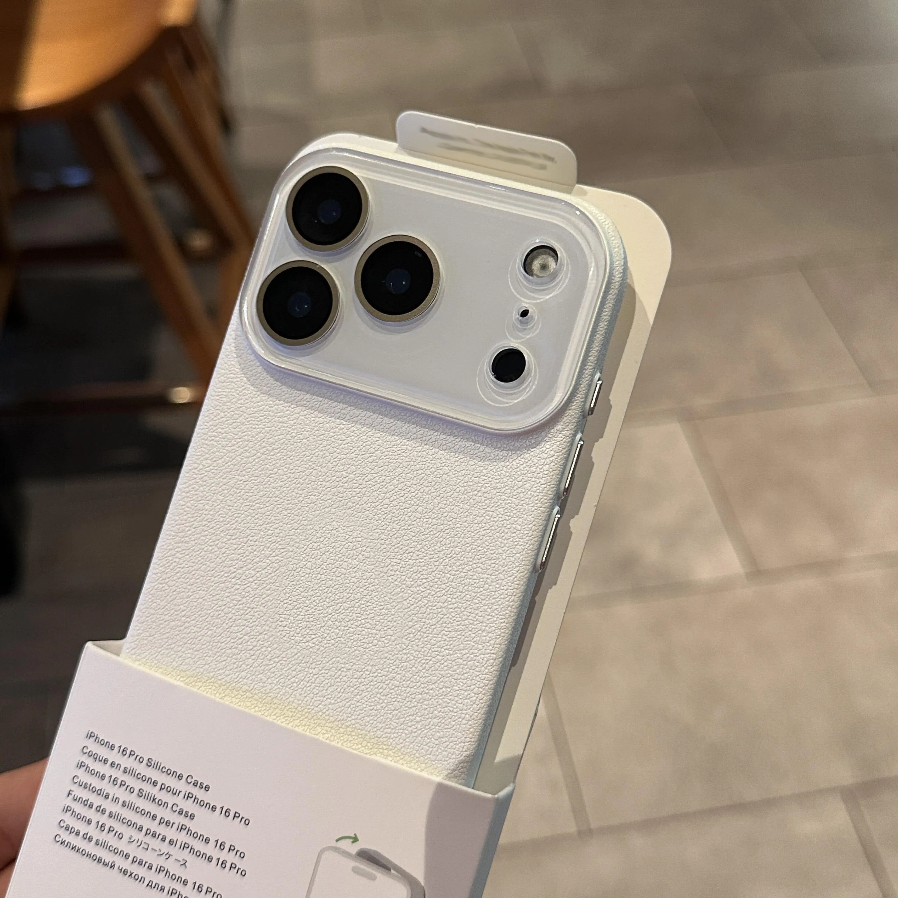 Elegant Leather Texture Silicone Case with Glass Camera Lens Protection - Shockproof Cover