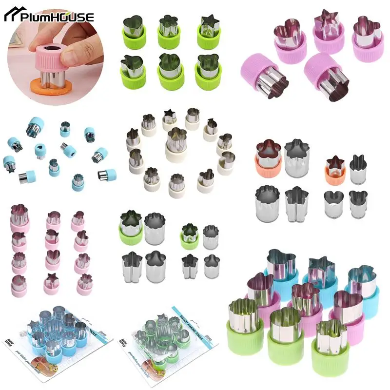 1Set Multi-Style Vegetables Cookie Cutter Embossing Mould Portable Cook Tools Stainless Steel Fruit Cutting Die Kitchen Gadgets vegetable cutter fruit cutter