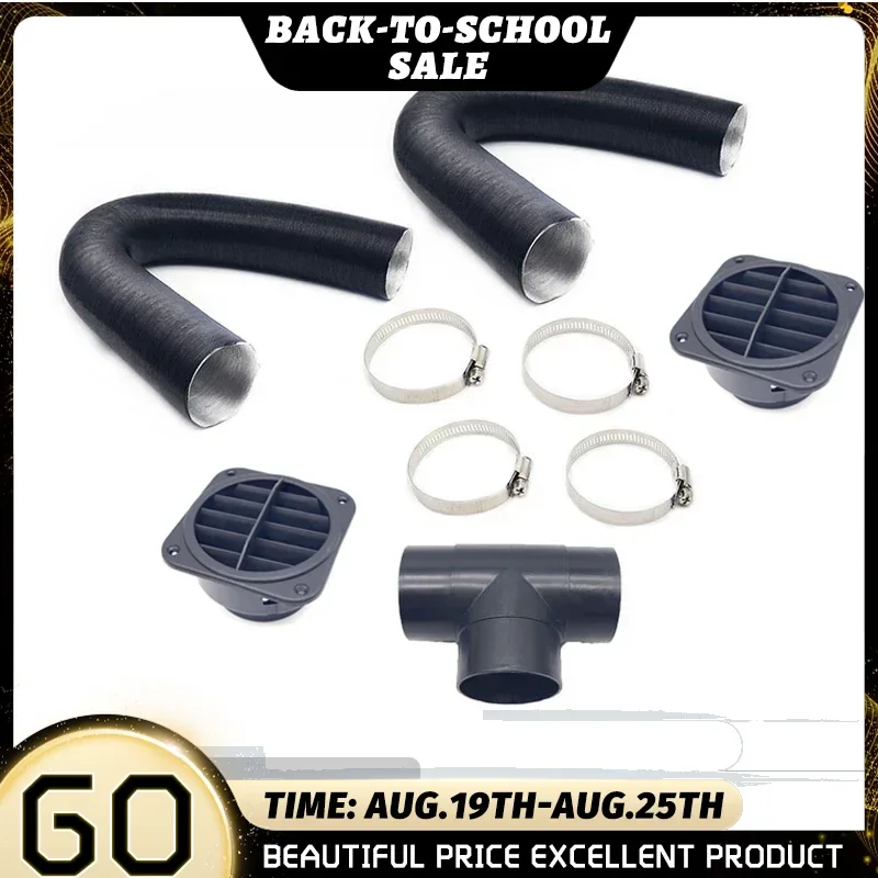 60mm 75mm Car Auto Heater Pipe Duct T Piece Warm Air Outlet Vent Hose Clips Set For Parking Diesel Heater Webasto Eberspacher