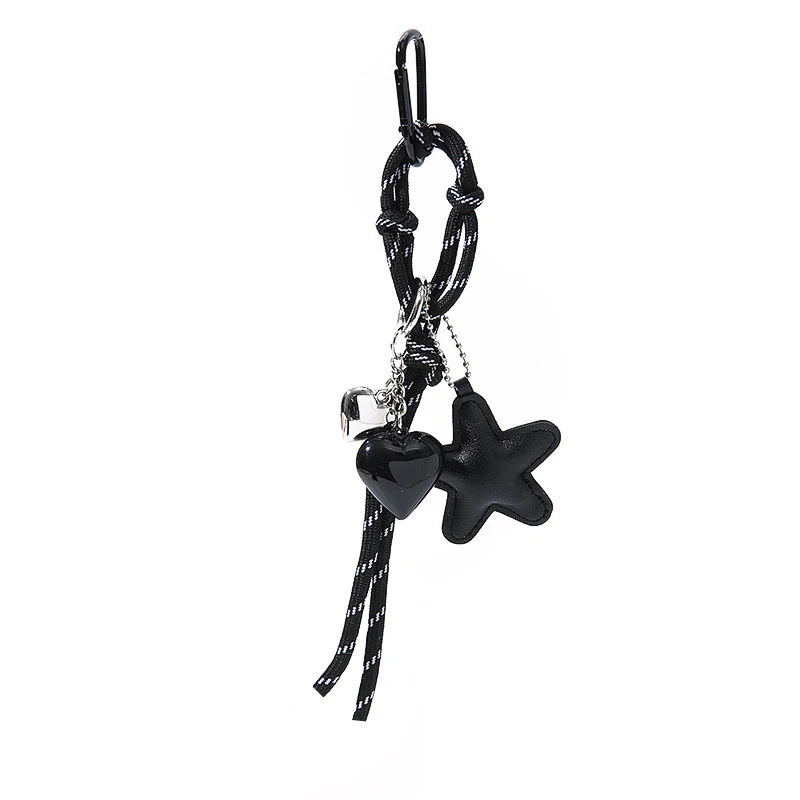 Handmade Leather Starfish Heart Pendants Keychains Cute Star Bag Charm Accessories Keyring for Women Hanging