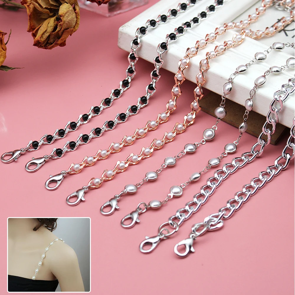 

Transparent Clear Crystal Gorgeous Prom Diamante Rhinestone False Pearl Bra Straps Belt Newest Party Underwear Women Bra Strap