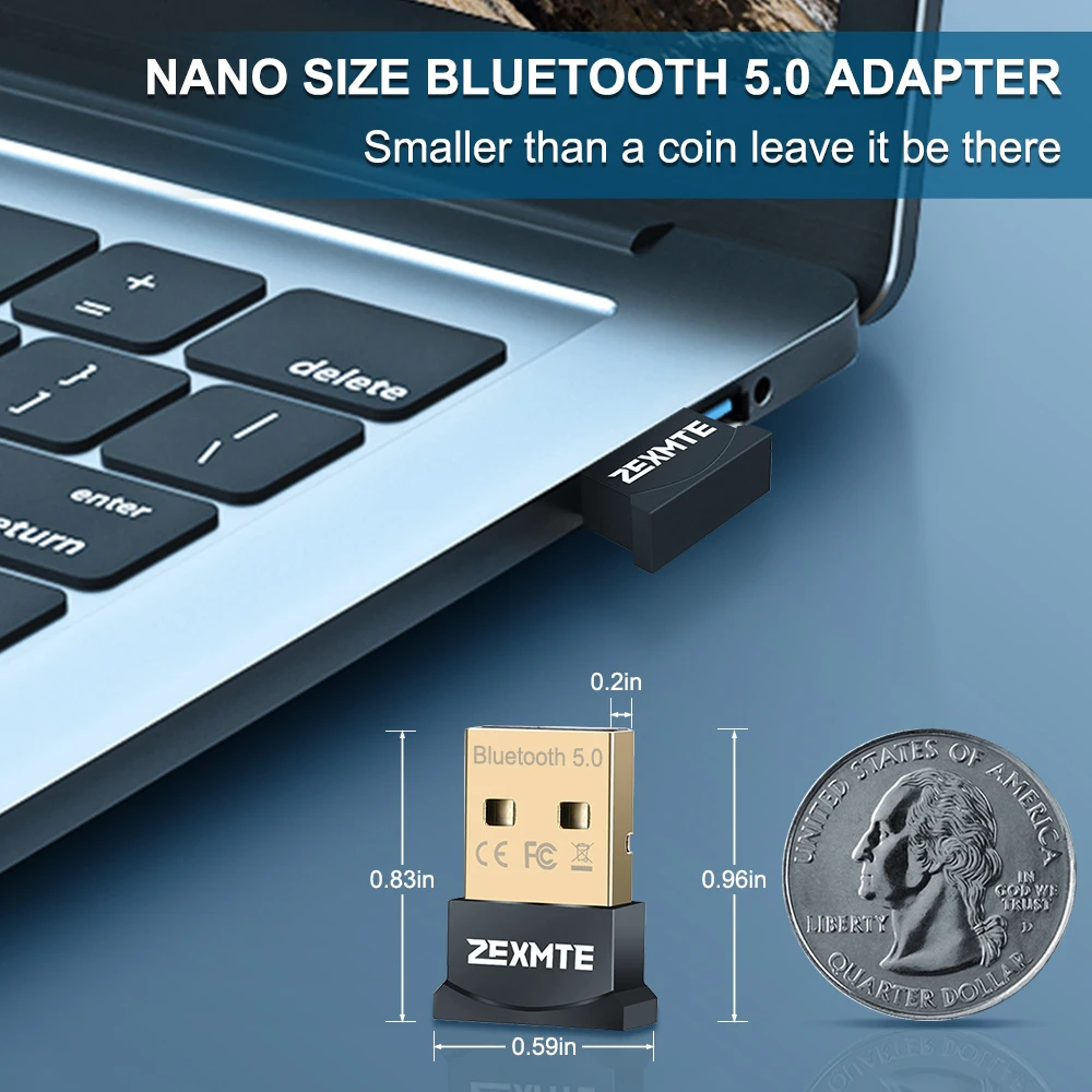 Bluetooth Adapter Zexmte USB Bluetooth Adapter for PC Windows 11/10/8/7 Wireless adaptador Bluetooth 5.1 Audio Receiver for Headsets Speaker Mouse