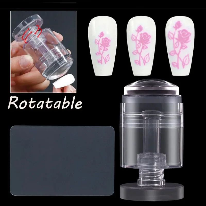 

Rotatable Transparent Stamps Variable Pattern Size Silicone Fingertip Printing French Nail Seal Stamper Scraper Accessories Tool