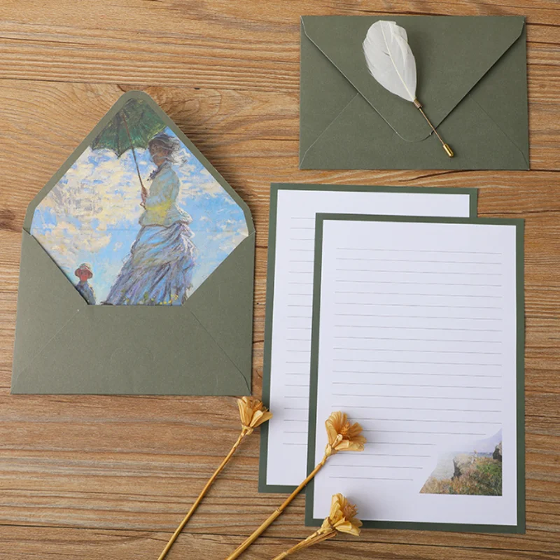 Letter Paper Set Van Gogh Monet 6 Envelope 10 Letters A5 Oil Painting Vintage Western Envelope writing paper set