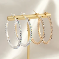 Exquisite Full Rhinestone Hoop Earrings for Women Fashion Simple Circle Round Earring Wedding Party Jewelry Accessories Gifts - Image 4