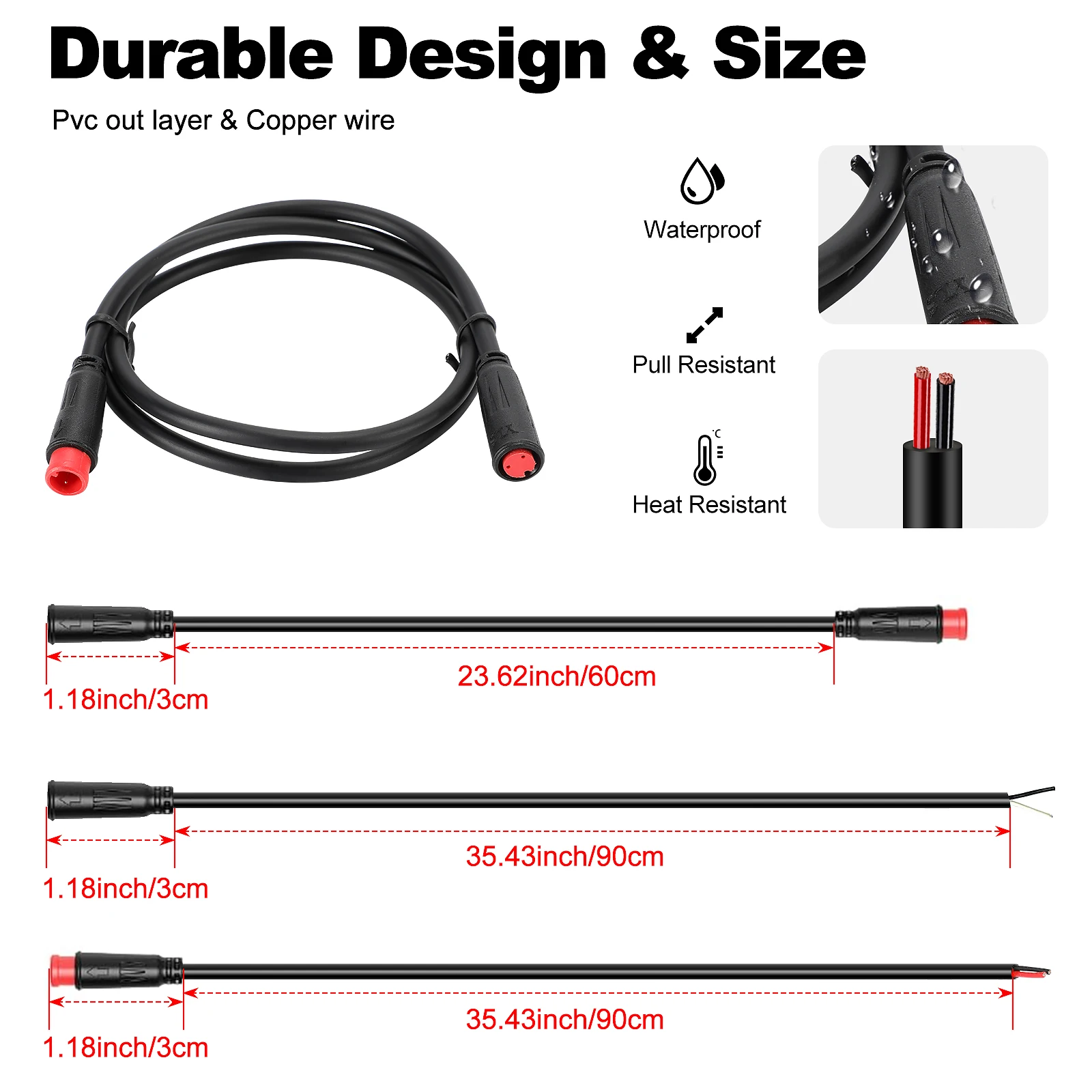 Ebike Cables 2/3/4/5/8/9 Pins Electric Bike Extension Cables for Motor Brakes Gear Sensor Display Controller Throttle