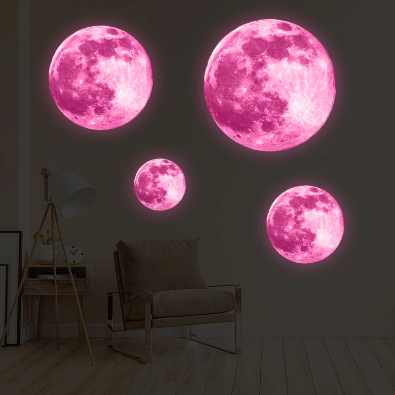 3D Luminous Moon Wall Sticker Wall Adhesive Wallpaper Earth Wallpaper Ornament Aesthetic Room Decor Kids Room Decals Wall Decor