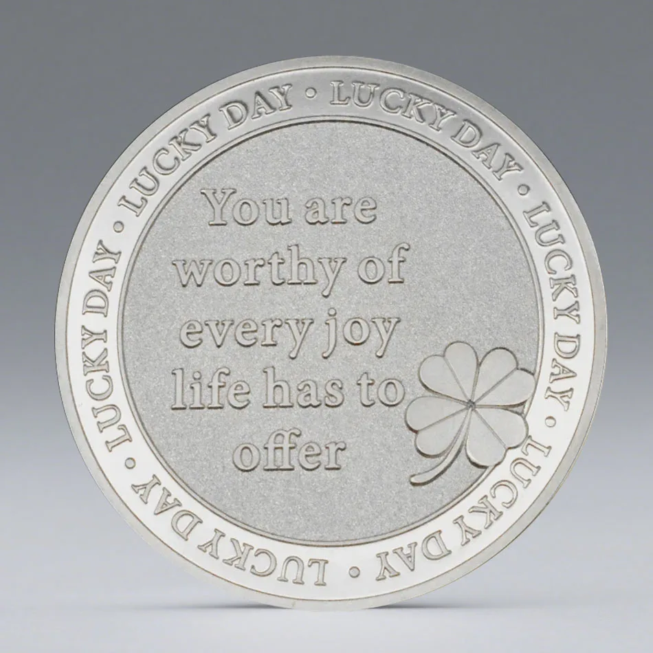 Green Four-Leaf Clovers Lucky Gold-Plated Souvenir Coin