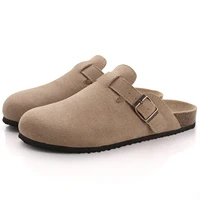 Comwarm Women's Suede Clogs Slippers Leather Mules Men Classic Cork Flats Slipper Outdoor Cork Footbed Sandals with Arch Support 1