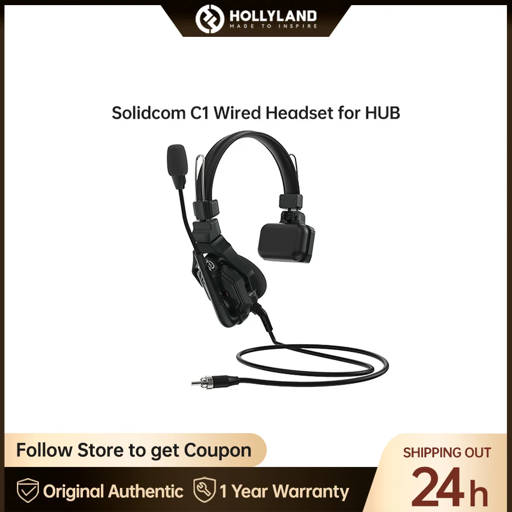 

Hollyland Wireless Intercom System Headset Solidcom C1 3.5mm Single-Ear Wired Headset for HUB