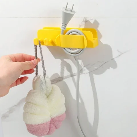 

1 Pcs Punch-free Wall-mounted Power Plug Holder Phone Holder Stand Charging Bracket Organizer with Hooks