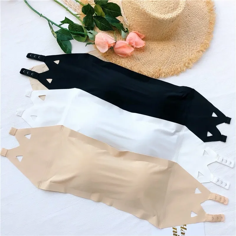 

Seamless Ice Silk Everything Strapless Anti-slip Line Girth with Chest Pad with Chest Wrap Underwear Base Vest Top Multi-color