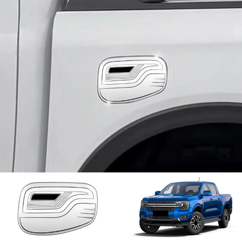 

1 Piece Car Fuel Tank Cap Fuel Tank Decorative Sticker Silver ABS For Ford Ranger 2023+