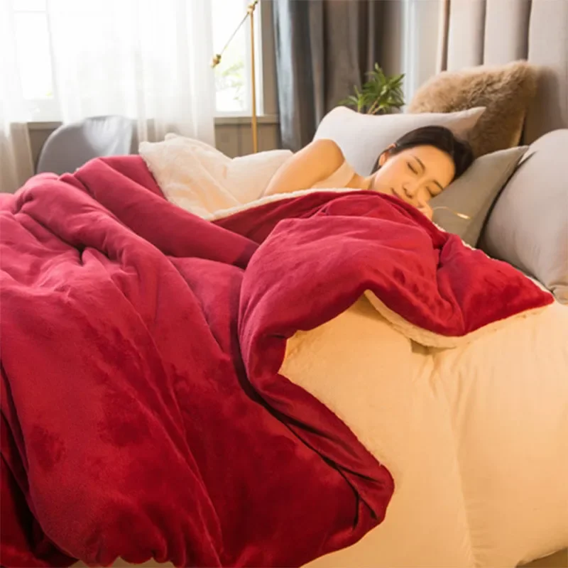 겨울 침대 담요, 단색 플리스 담요, 성인용 두꺼운 따뜻한 소파, 슈퍼 소프트 따뜻한 이불 커버, 럭셔리 던지기