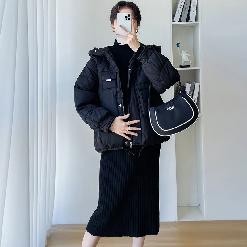 Winter Short Design Pregnant Women's Down Cotton Jacket Korean Style Thickened Maternity Outwear Zipper Fly Pregnancy Coats