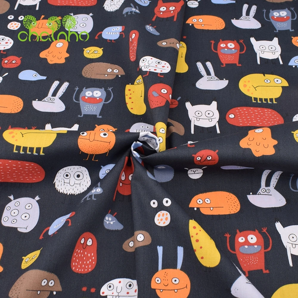 Chainho,Printed Twill Weave Cotton Fabric,DIY Sewing Quilting Material,Patchwork Cloth,7 Designs Cartoon Series,2 Sizes,15C261