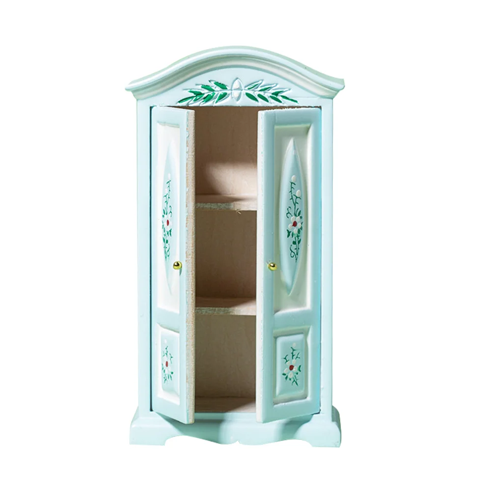 Dollhouse Furniture Miniture Decoration Dolls House Furniture Printed Wardrobe Model Models Miniature Scene Accessory Wooden