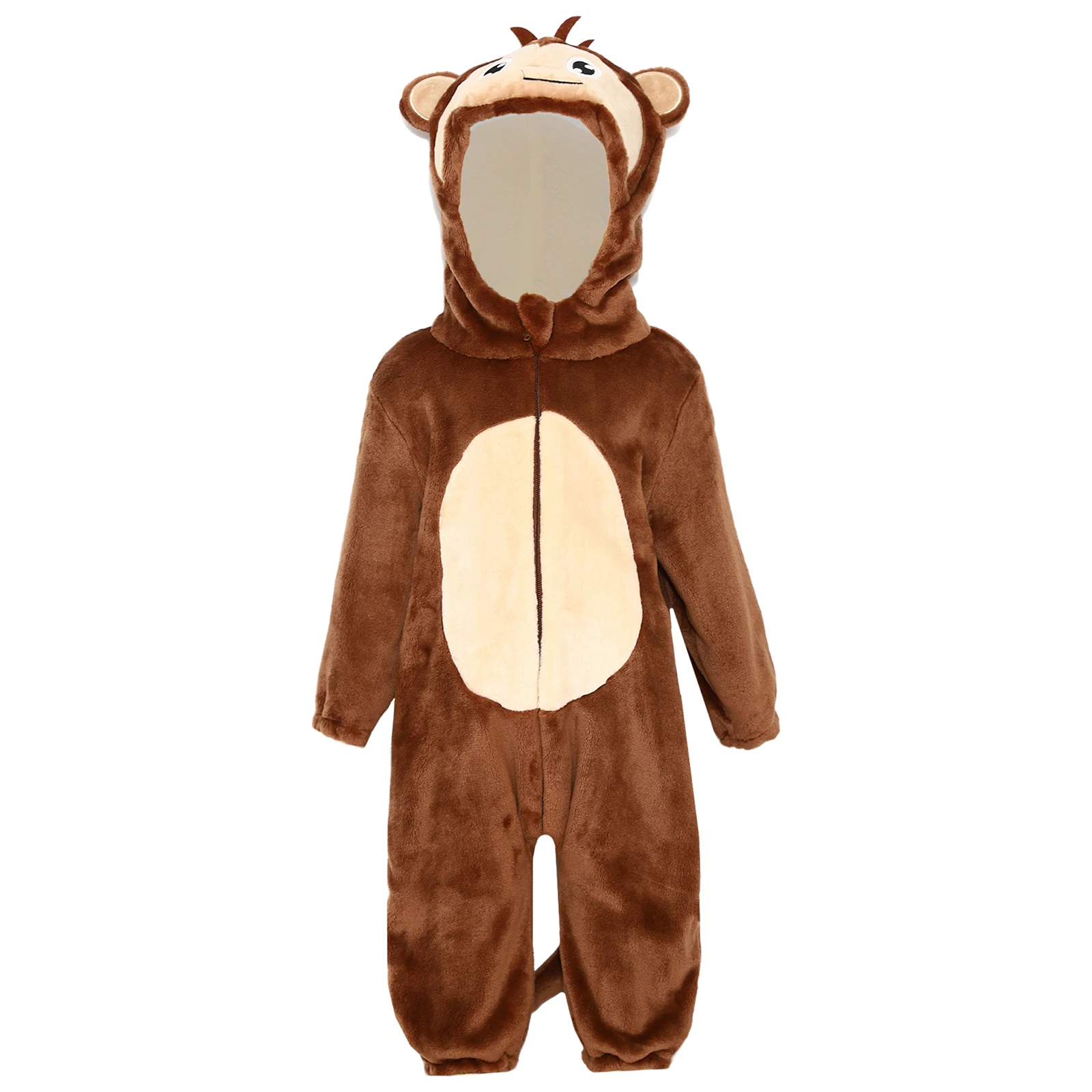 Toddler Boys Girls Animal Outfit Long Sleeve Zip-Up Cartoon Animal Hooded 3D Tail Jumpsuit for Home Theme Party Cosplay Costumes 3