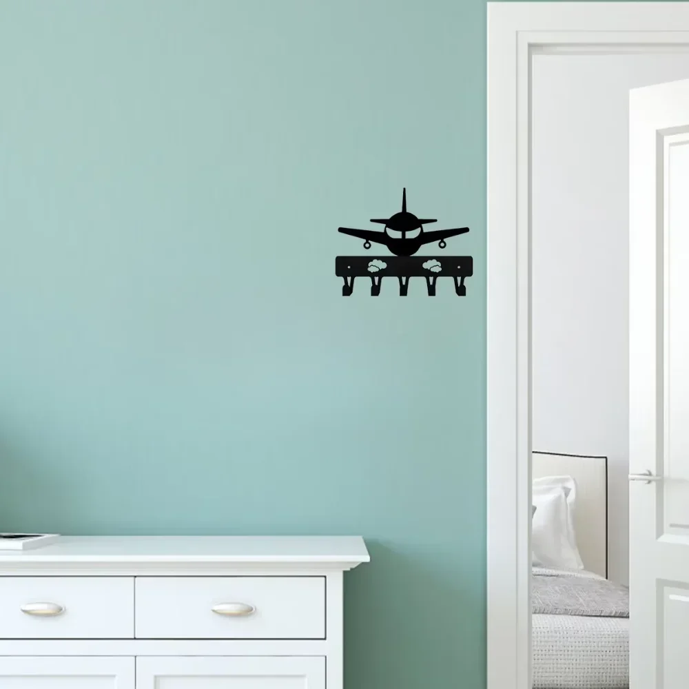 Elegant Airplane Key Holder Wall Decor. Metal Aircraft Art. Functional Ornament for Bedroom & Living Room 3