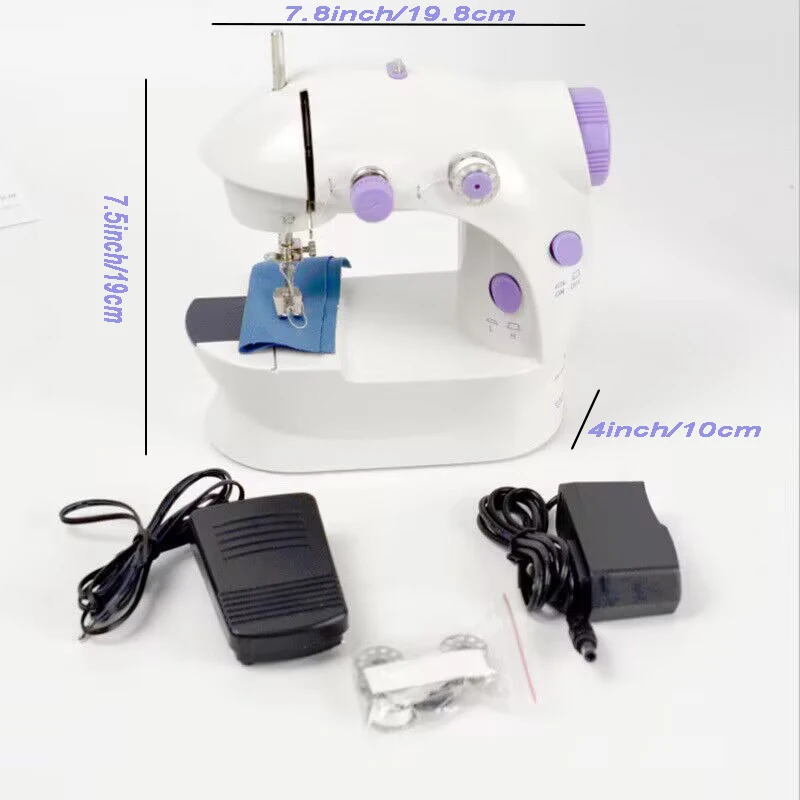 Household 202Mini Sewing Machines Handheld Sewing Machine with Light Cutter Foot Pedal Portable Night Light Sewing Machine 5
