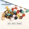 50pcs/Lot Natural Stone Big Hole Beads High Quality Amethyst Agate Jade Round Bead For For Jewelry Making Diy Bracelet Accessory 1