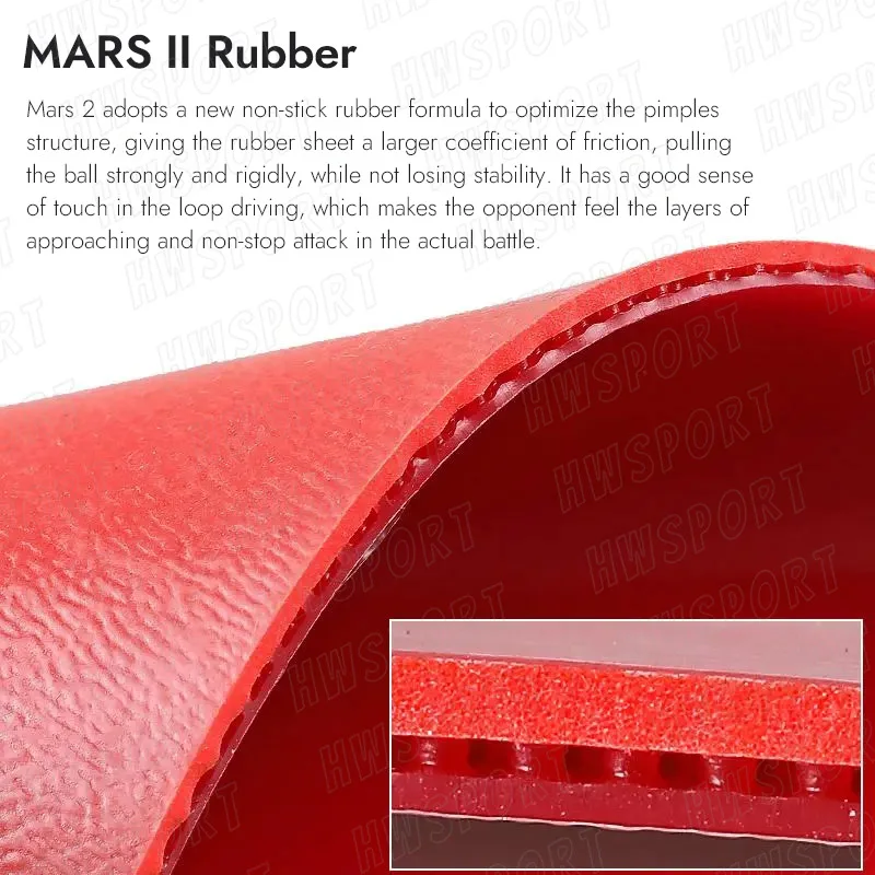 YINHE MARS 2 탁구 고무 뒷손용 스폰지가 있는 끈적이지 않는 최대 긴장 탁구 고무 시트