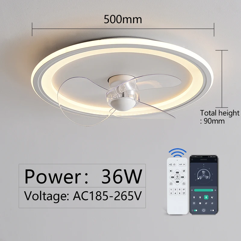 

MINGBEN Modern Smart Ceiling Fan Lamp with Remote Control and APP 220V with Light and Silent for Living room Bedroom