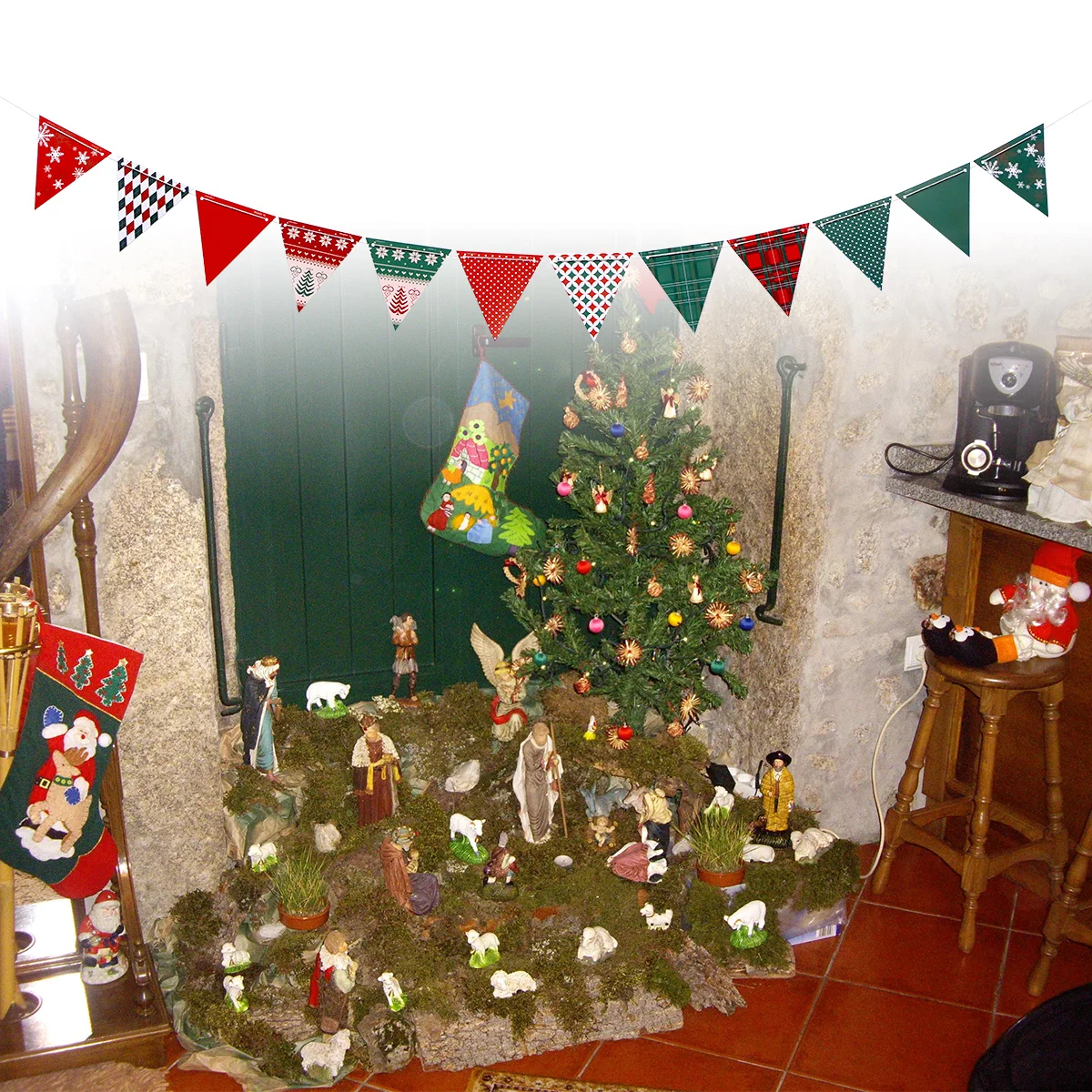 

Home Decor Pennant Banner Christmas Bunting Flags Banners Household Decorations