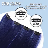 Extension de cheveux à clips colorée de 22 pouces pour femmes, longue perruque synthétique résistante à la chaleur, facile à porter, quotidien/festival 4