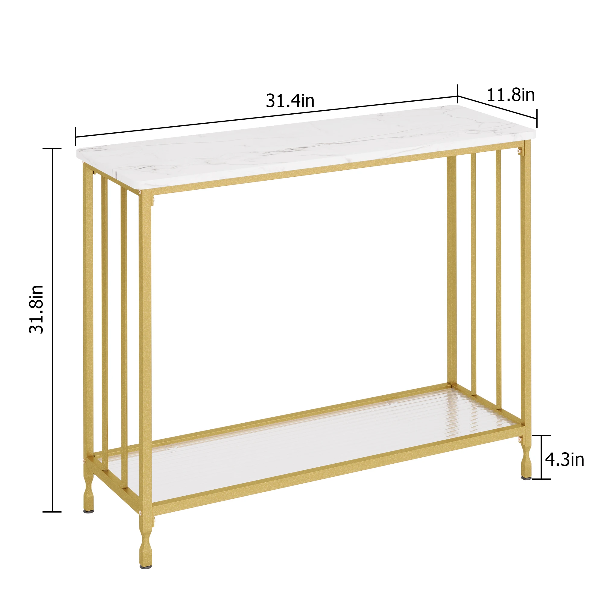 Console Table,Sofa Tables Narrow Entryway Table with Glass Shelf and Metal Frame,Industrial Hallway Table for Living Room
