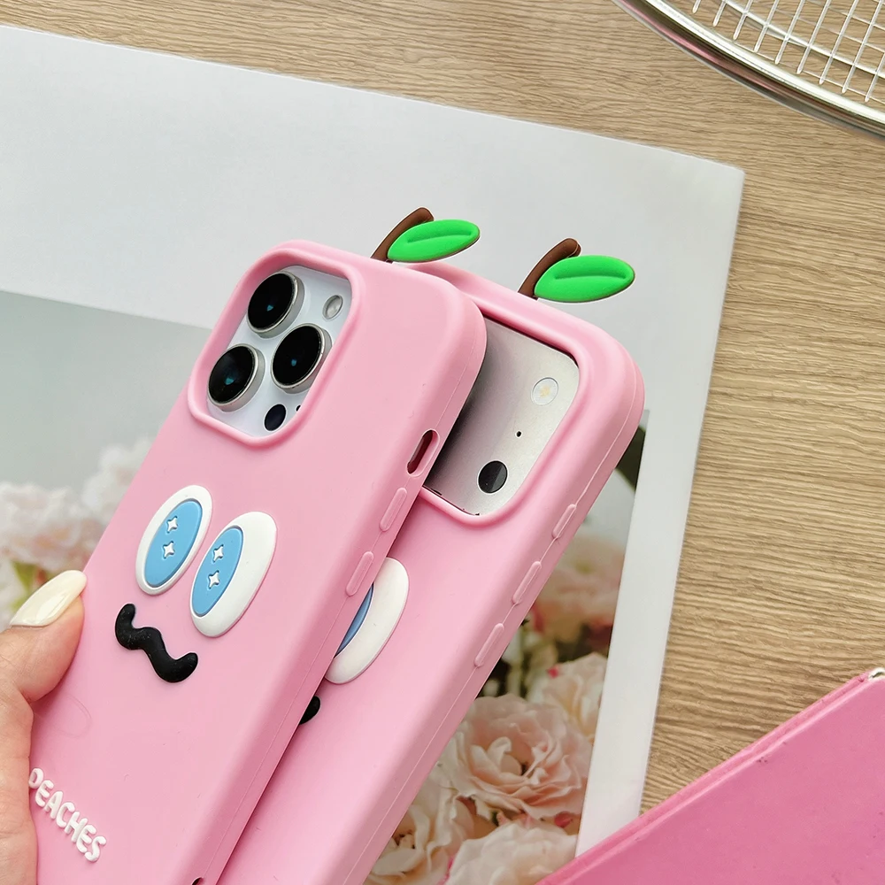 Kawaii 3D Cartoon Honey Peach Shockproof Soft Silicone Phone Case